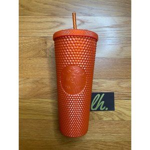 Starbucks Fall Halloween 2022 Bling Pearlized Orange Studded Tumbler Venti 24oz